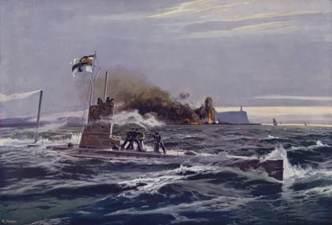 Deutsches U-Boot zerstört Lagertanks in einer britischen Raffinerie an der Küste Irlands